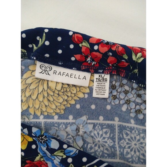 Rafaella Dress Sze XL Colorful Blue Floral Short Sleeve Handkerchief Eyelet Hem - Picture 8 of 9
